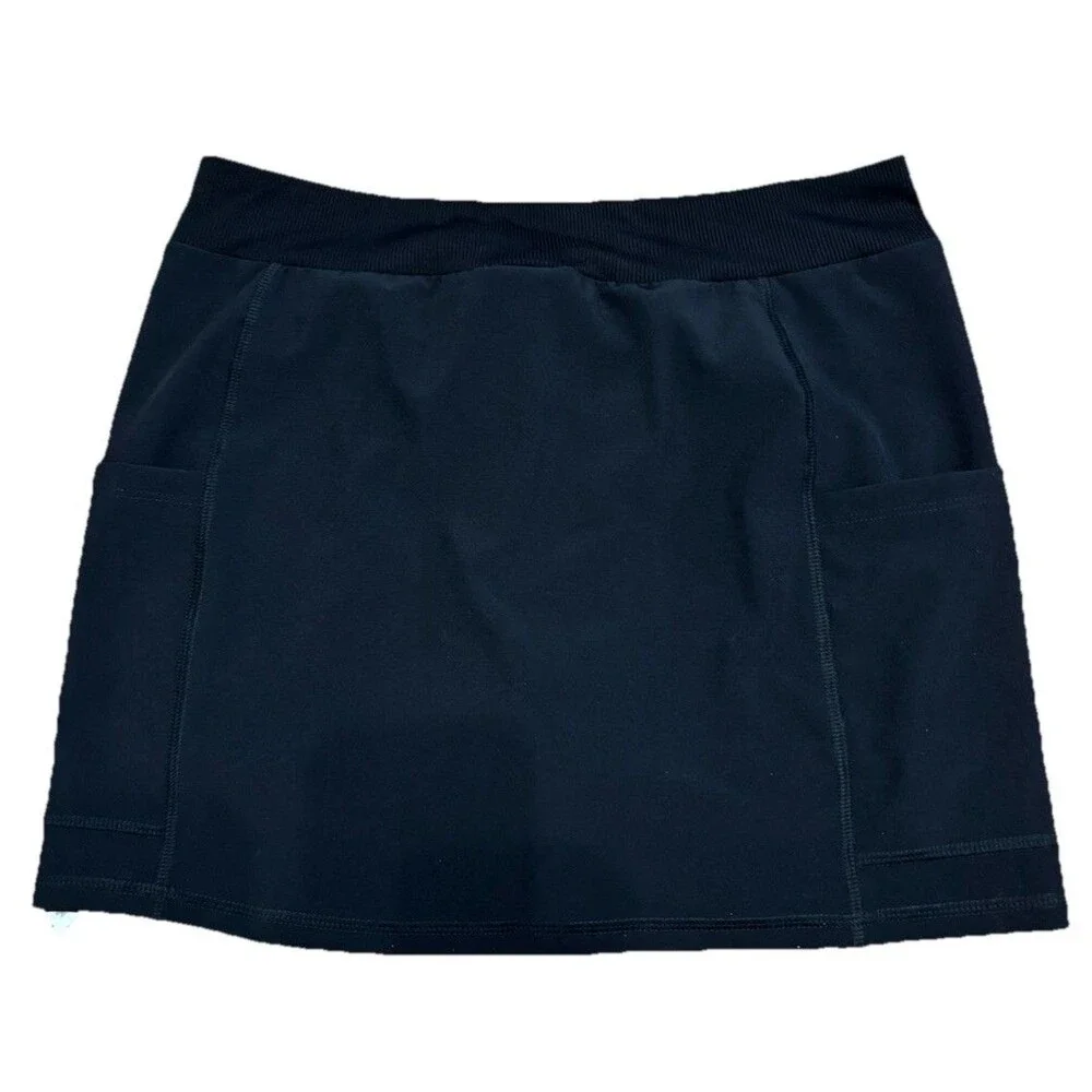 New Under Armour Girl’s Black Athletic Skort Large UPF 50+ Pockets Stretch